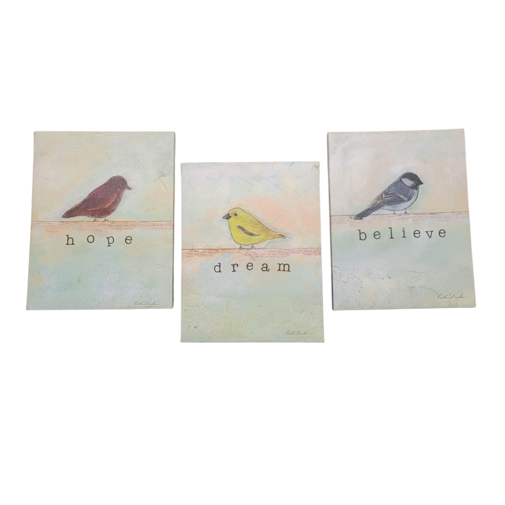 Bird Art Canvas Set - Hope, Dream, Believe